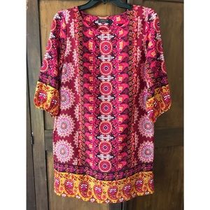 Stitch Fix Renee C Paisley Shift Dress Pink Yellow